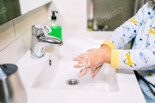 Preview: toddler washing hands with soap
