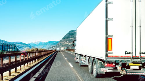 Preview: Semi truck speeding on empty highway line