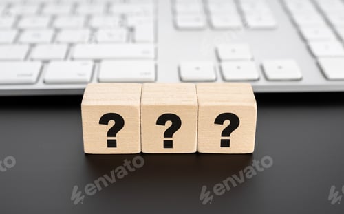 Preview: Questions Mark on wooden block