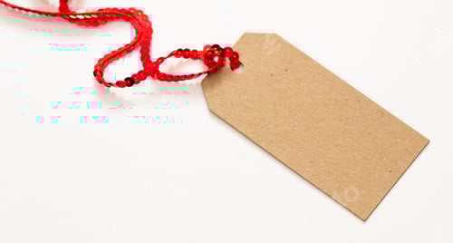 Preview: Gift Tag with Red Ribbon on White