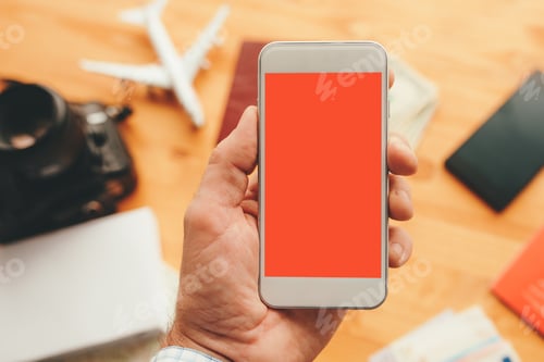 Preview: Travel app for mobile phone mock up screen