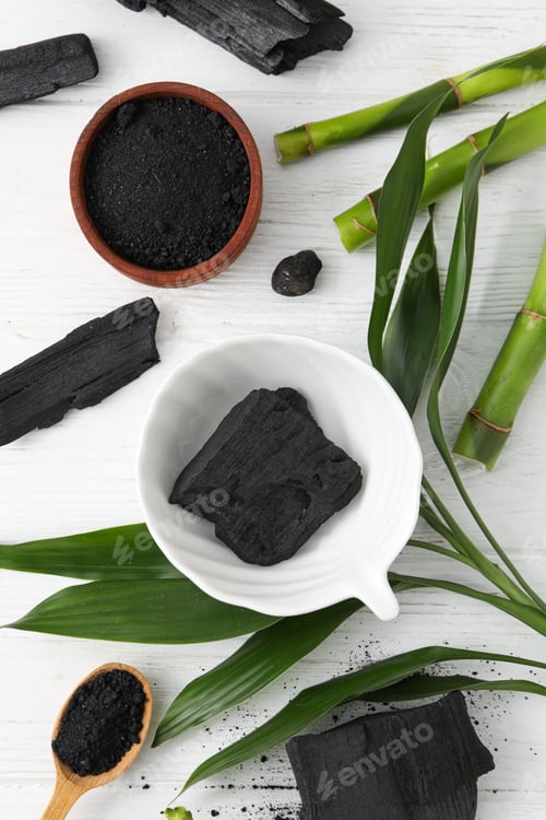 Preview: Concept of face and skin care - bamboo and charcoal