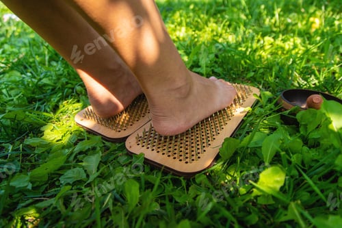 Preview: Yoga board in nature. Selective focus.