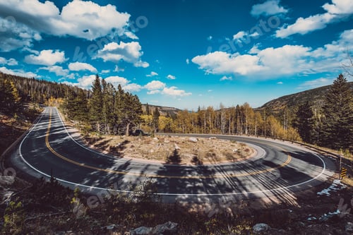 Preview: Hairpin turn at autumn in Colorado, USA.