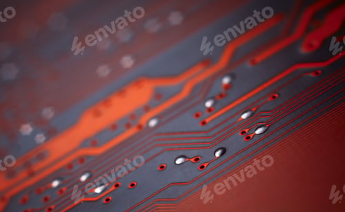 Preview: Bokeh electronic circuit close up computer. Selective focus