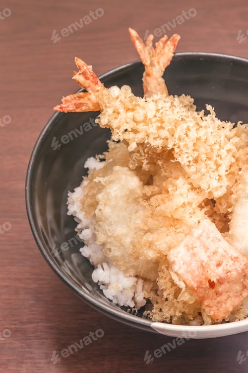 Preview: Tempura with rice in a bowl, Japanese food