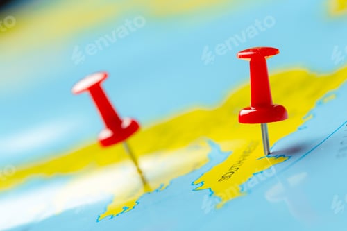 Preview: Travel destination points on a map