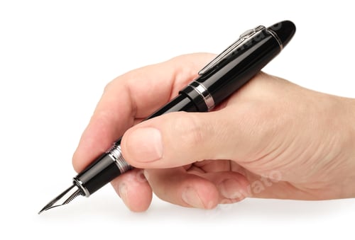 Preview: Hand holding classic black fountain pen