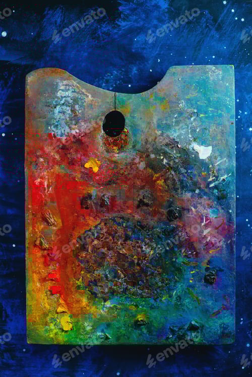 Preview: Colorful Palette against Deep Blue with White Dots