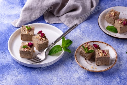 Preview: Halva with rose petal and nuts.