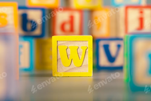 Preview: Photograph of colorful Wooden Block Letter W
