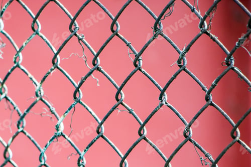 Preview: Metal mesh close-up on a red background