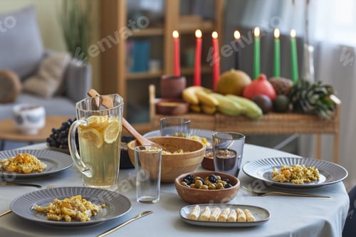 Preview: Dining table with meal for Kwanzaa holiday