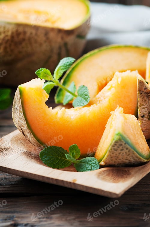 Preview: Fresh sweet orange melon and mint