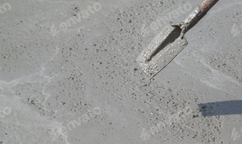 Preview: Pouring concrete monolith from a machine. Selective focus.