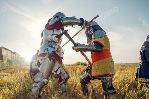 Preview: Medieval knights fight with sword and axe