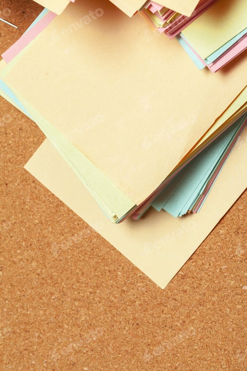 Preview: Sticky notes with copy space on cork board
