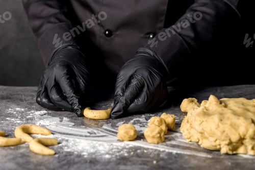 Preview: Cookie Making Process. The confectioner forms shortbread cookies