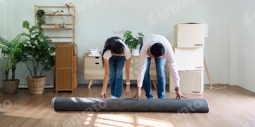 Preview: Married couple moving in new property bought together on mortgage loan