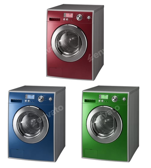 Preview: Blue, red and green Isolated washing machine