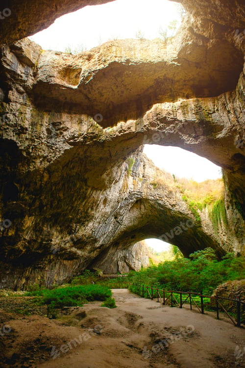 Preview: Devetashka cave in Bulgaria - natural attraction. High arches of a huge stone cav