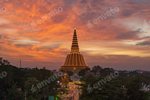 Preview: Temple in Thailand. Thai architecture building. Famous tourist attraction landmark.
