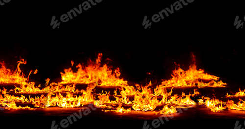 Preview: Blazing flames on black background