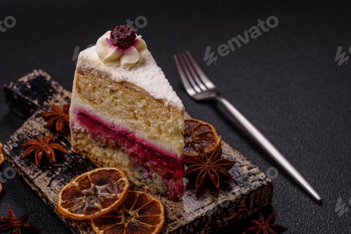 Preview: Sweet delicious cake with a layer of raspberry jam