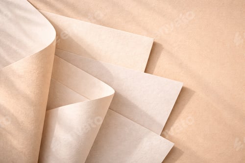 Preview: Minimal Beige Paper Background with Soft Folds and Layers