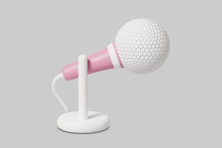 Preview: Pink microphone with white base and cord