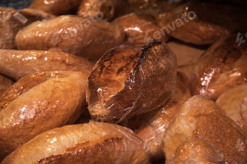 Preview: A lot of bread in supermarket, variety of bread in supermarket
