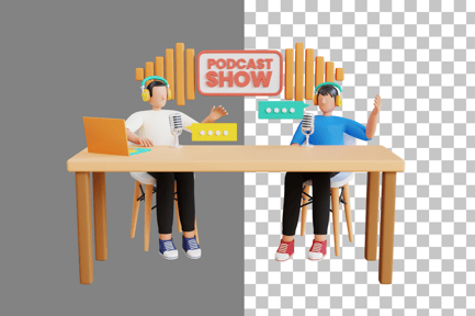 Preview: People Doing Live Podcast Show 3D Illustration