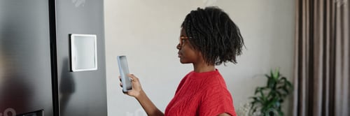 Preview: Header with Woman Connecting with Smart Fridge