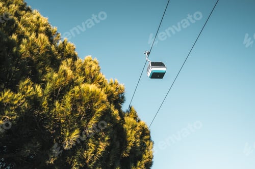 Preview: View from below on a ropeway cabin