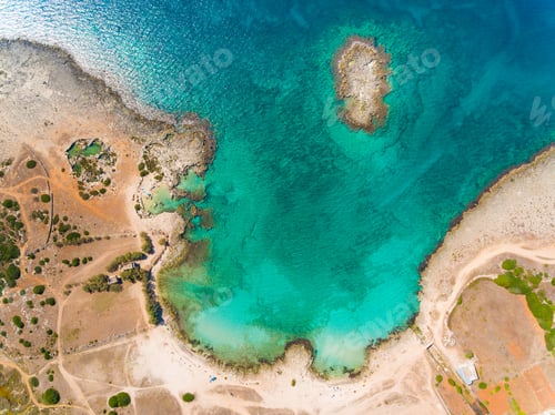 Preview: Emerald water at seaside in Italy, aerial view