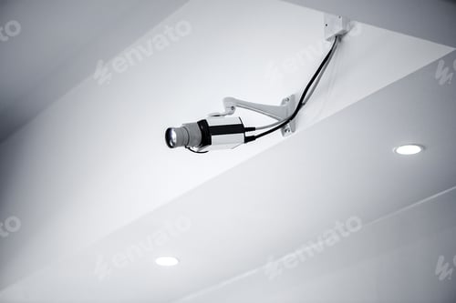 Preview: The surveillance camera on white background. Close up