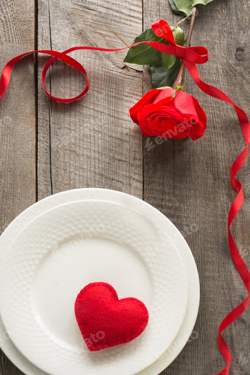 Preview: Romantic dinner concept. Festive table setting for Valentines Day