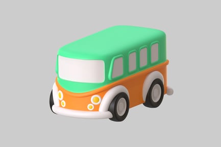Preview: Cartoonish Orange and Green Toy Bus