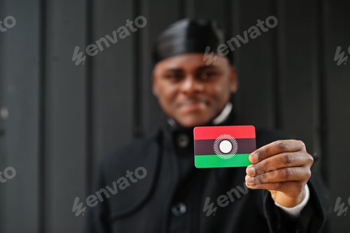 Preview: Young african man hold flag