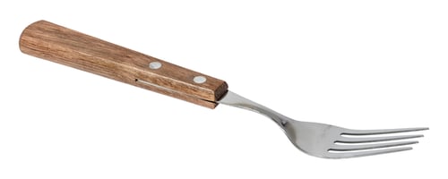 Preview: Fork with a wooden handle on a white isolated background