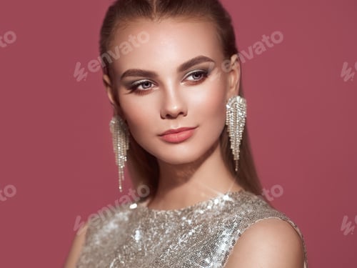 Preview: Portrait beautiful woman with jewelry