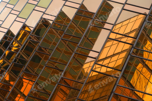 Preview: Office buildings windows. Glass architecture facade design with reflection