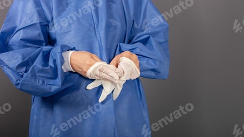 Preview: Medical Professional Preparing to Don Protective Gloves