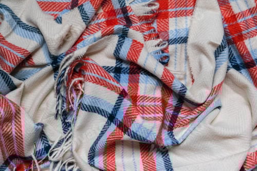 Preview: Cozy Plaid Blanket with Red, Blue Stripes