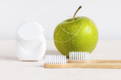 Preview: Bamboo toothbrushes green apple dental floss - dental care routine to keep healthy teeth