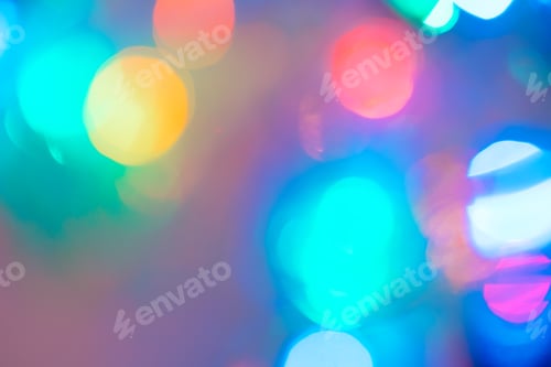 Preview: Abstract blue bokeh lights texture on black background