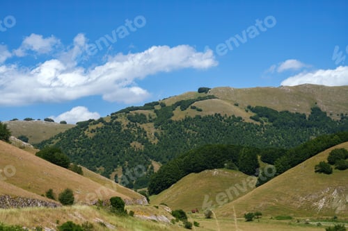 Preview: Summer landscape along the road Provinciale Amiternina, Lazio, Italy