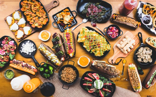 Preview: Table with plenty of snacks and dishes