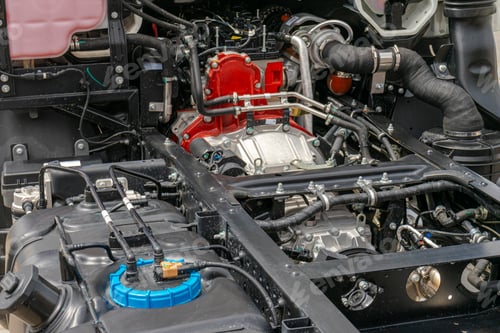 Preview: Truck car gearbox inside under the hood chassis clean