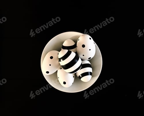 Preview: Decorated Easter Eggs in a Bowl, Dark Backdrop